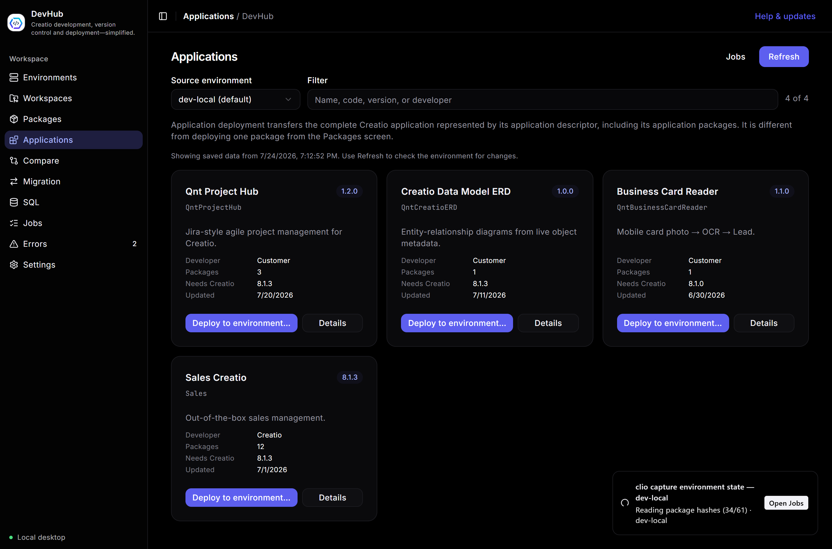 Applications catalog tiles